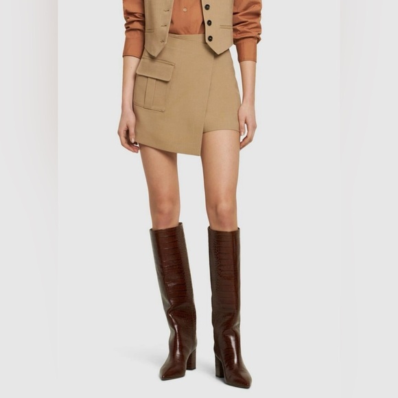 Paris Texas Anja knee-high boot pointed toe chunky heel brown croc leather 39 9 - Picture 4 of 16